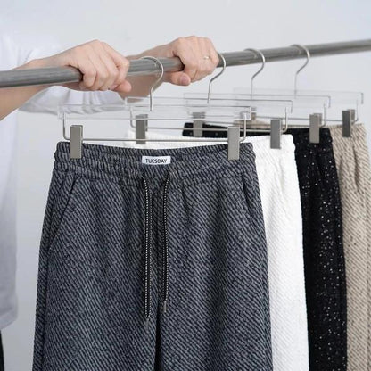 [Pague 2, Leve 4] Calça Tuesday Masculina em Algodão, Poliéster e Malha Texturizada de Caimento Reto com Cós Elástico e Cordão Trançado