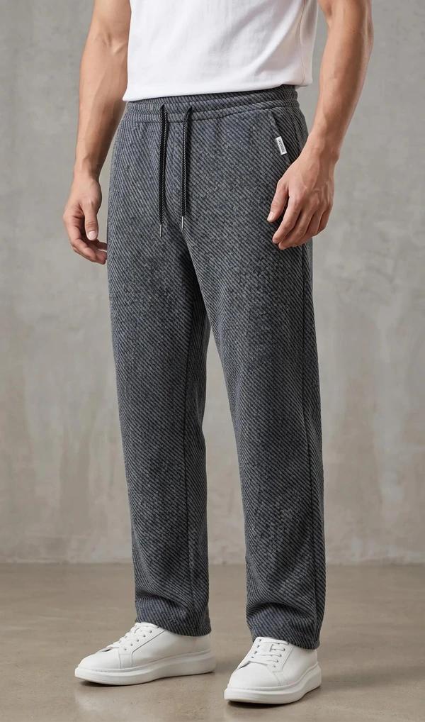 [Pague 2, Leve 4] Calça Tuesday Masculina em Algodão, Poliéster e Malha Texturizada de Caimento Reto com Cós Elástico e Cordão Trançado