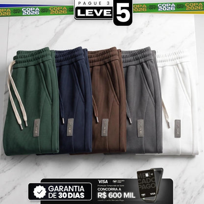 [Pague 3 Leve 5] Calça Apex Masculina em Algodão Texturizado e Poliéster de Alta Resistência com Etiqueta Industrial e Punhos Reforçados