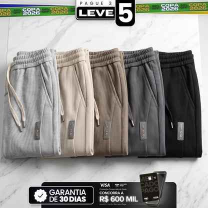 [Pague 3 Leve 5] Calça Apex Masculina em Algodão Texturizado e Poliéster de Alta Resistência com Etiqueta Industrial e Punhos Reforçados